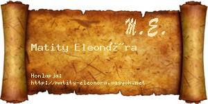 Matity Eleonóra névjegykártya